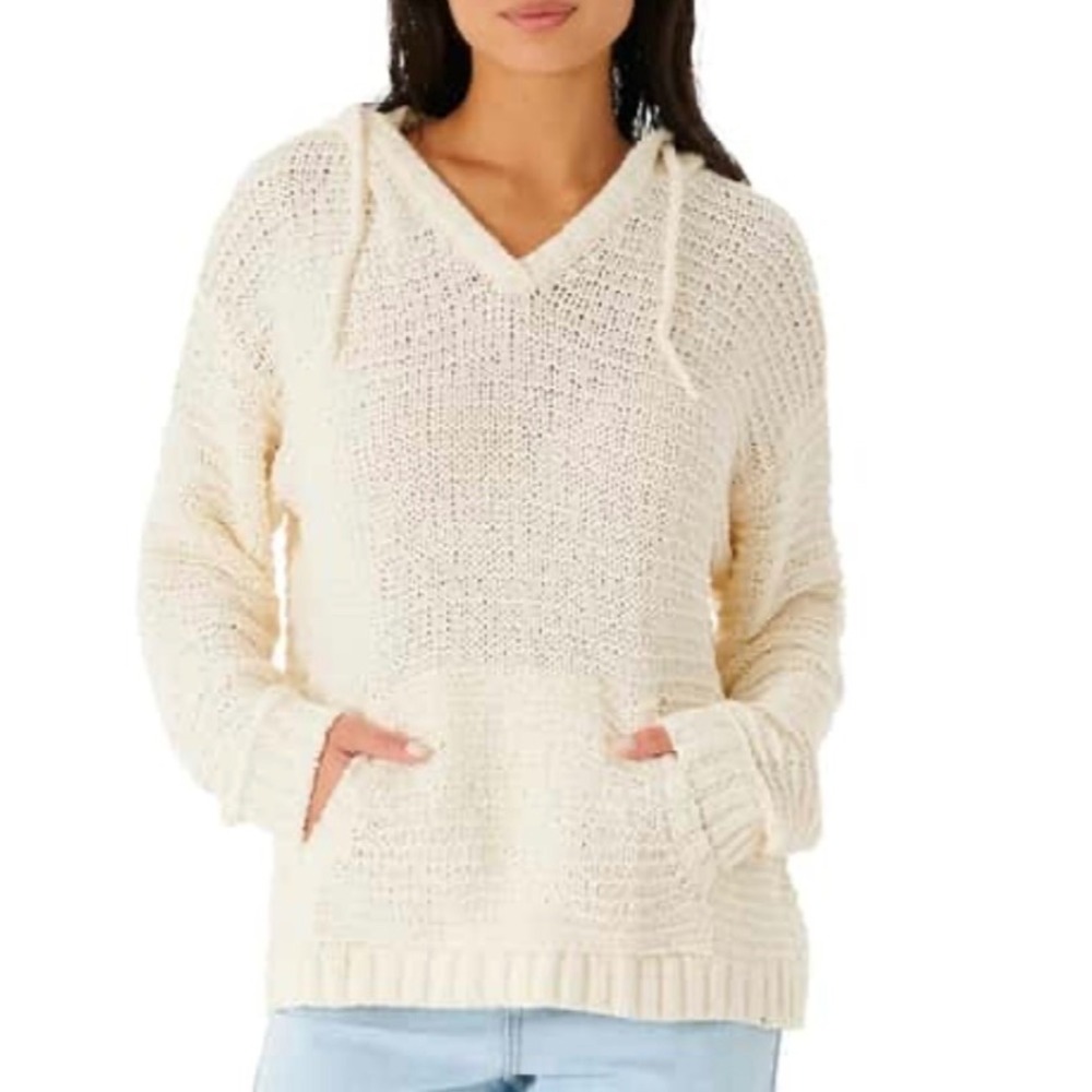 Rip Curl Classic Surf‎ Poncho Bone Cream Knit Hooded Sweater XXS New